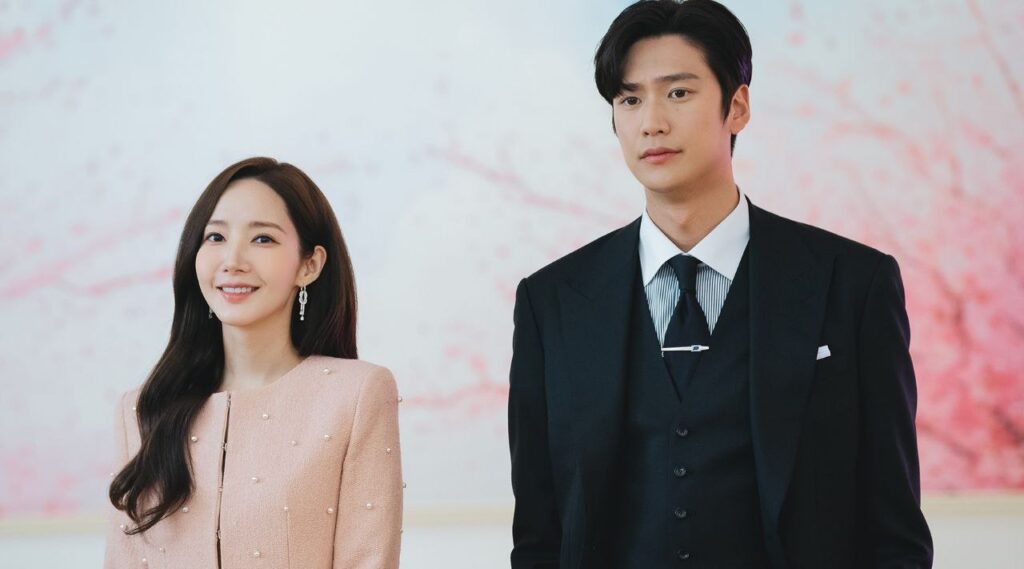 Marry My Husband formal event scene featuring Kang Ji Won and Yoo Ji Hyeok